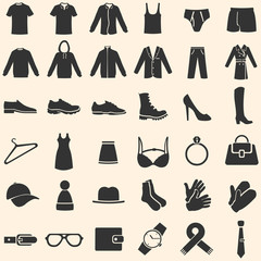 Fototapeta na wymiar Vector Set of Clothes Icons