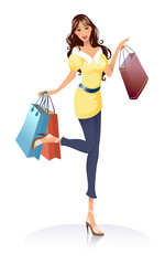 young fashion girl with shopping bags