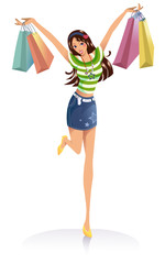 young fashion girl with shopping bags