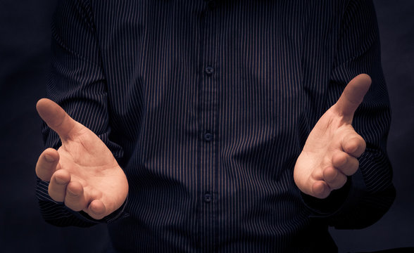 Man gesturing speech showing