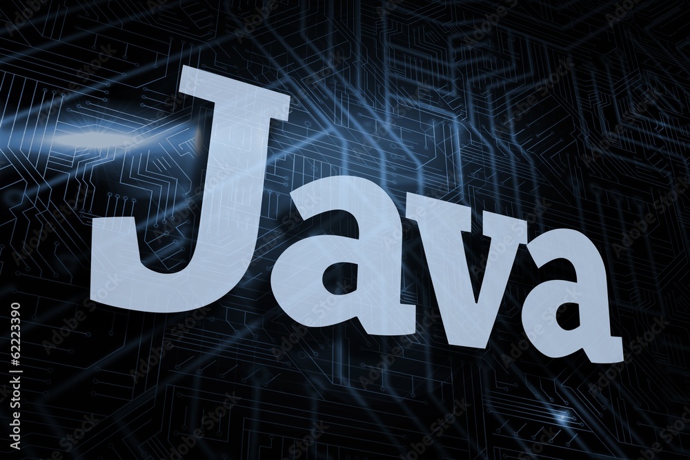 Aufkleber java against futuristic black and blue background