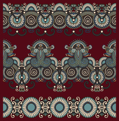 collection of seamless ornamental floral stripes