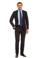 successful businessman. Man in suit and tie. Isolated on white