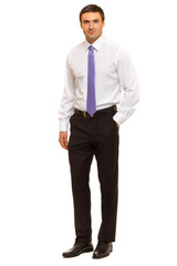 Portrait of young happy smiling business man, isolated 