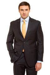 successful businessman. Man in suit and tie. Isolated on white