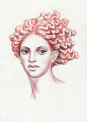 Redhead woman head