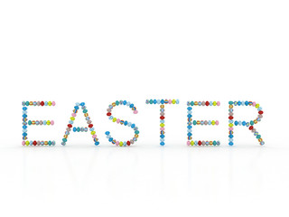 3d inscription of Easter eggs on a white background