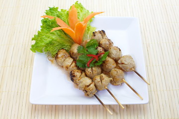 grilled Meat ball and sweet souce with fresh vegetable