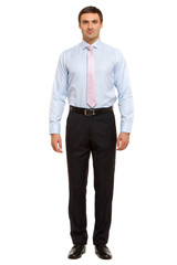 Portrait of young happy smiling business man, isolated 