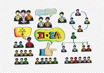 Hand doodle Business icon set idea design