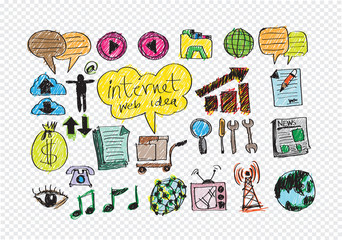 Hand doodle Business icon set idea design