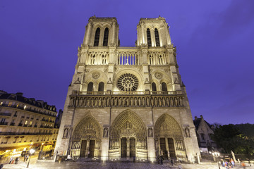 Night time view of Cathedral  Ntre Dame, france