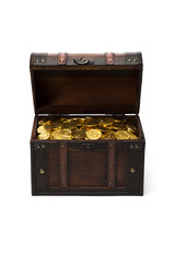 白背景に金貨のはいった宝箱