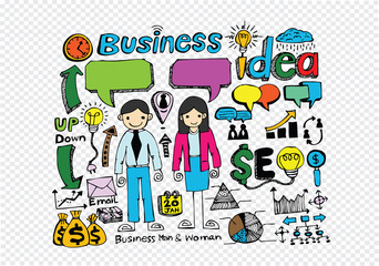 Hand doodle Business icon set idea design