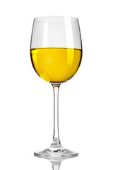 White wine in glass. Isolated on white background