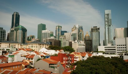 Naklejka premium low and high building of singapore