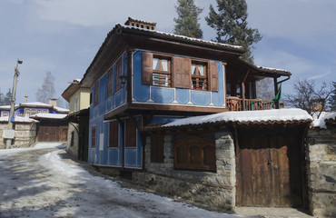 Antique cobblestone street with beauty ancient house
