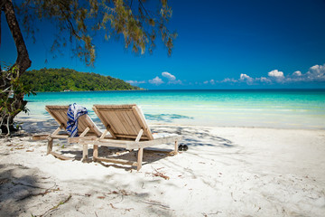 Beautiful turquoise beach on  Koh Rong Samloem in Cambodia.