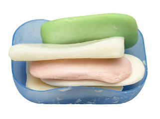 old soap on a white background