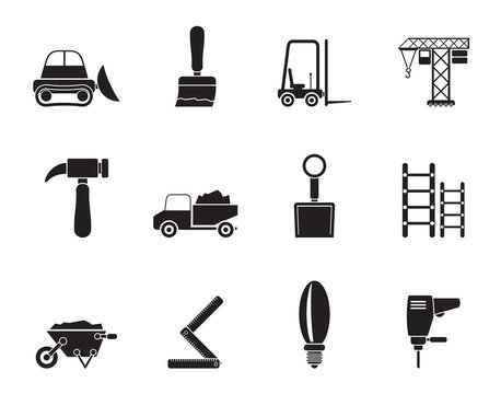Silhouette Building and Construction equipment icons