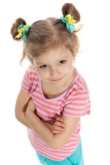 Lovely little girl against the white