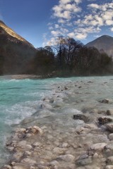 Rapids in the valley of the river Soca