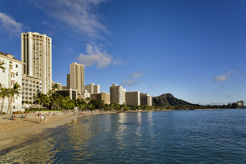 Fototapeta na wymiar Plaża Waikiki i Diamond Head