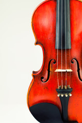 Vintage violin section on white background