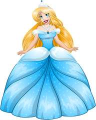 Blond Princess In Blue Dress - 62234705