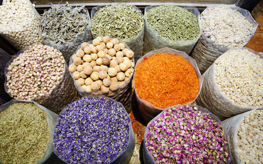 Spices in bazaar of Dubai, United Arab Emirates