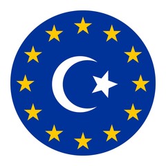 Croissant islamique dans un drapeau européen