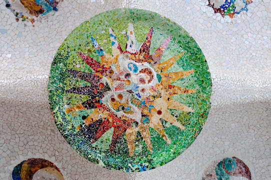 Season Mosaic With Orange White Sun At Sala Hipostila In Park Gu