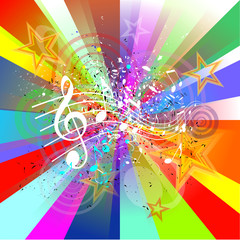 Abstract colorful music background with notes