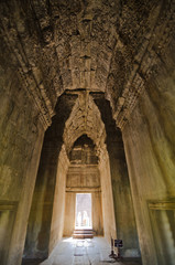 Ancient corridor at Angkor Wat in Siem Reap