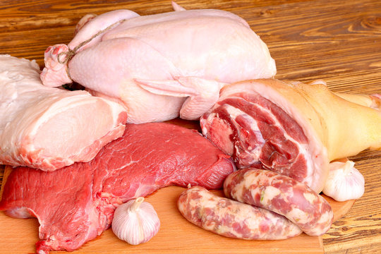 Fresh raw meat - beef, pork and chicken