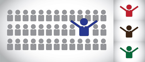 young winner or successful person candidate choice concept art