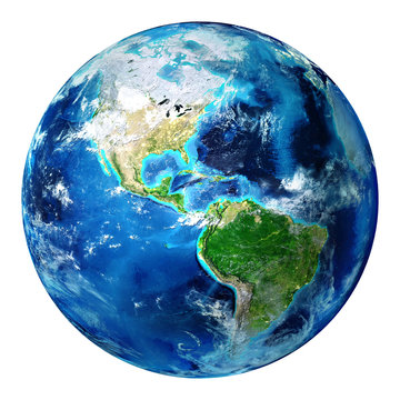 blue earth globe isolated - usa