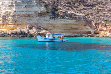 boat on sea of Lampedusa
