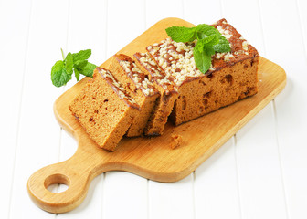 Sliced gingerbread loaf