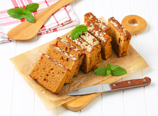 Sliced gingerbread loaf