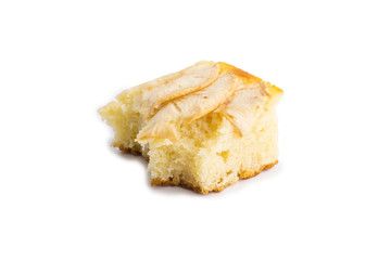 Apple cake on white background