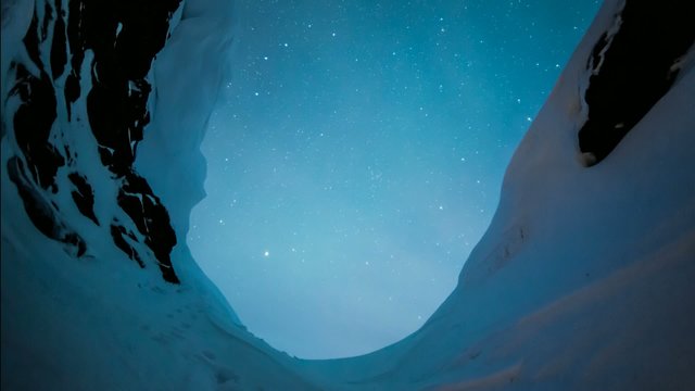 Stars moving with earth rotation from a cave