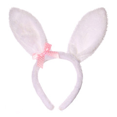 Easter bunny ears with pink bow isolated on white background