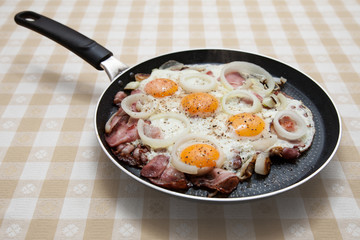 Pan with eggs