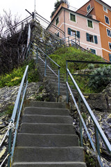 Staircase above the ligurian sea color image