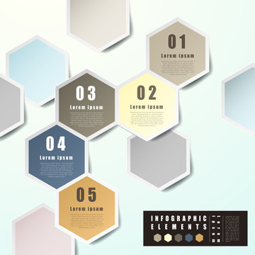 abstract hexagon label infographics