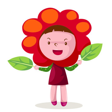 cute girl in flower costume
