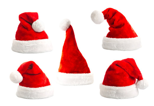 Set of santa hat isolated on white