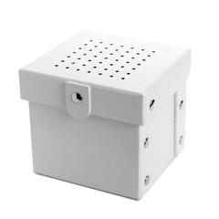 White gift box with red ribbon and bow