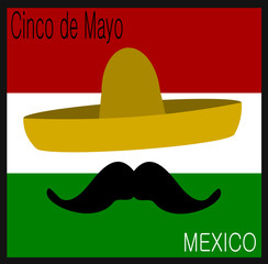 cinco de mayo design with sombrero and mustache